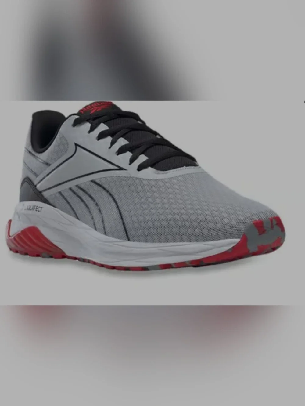 Reebok Gray and Black Running Shoe with Red Accents Men's LIQUIFECT Men 8.5